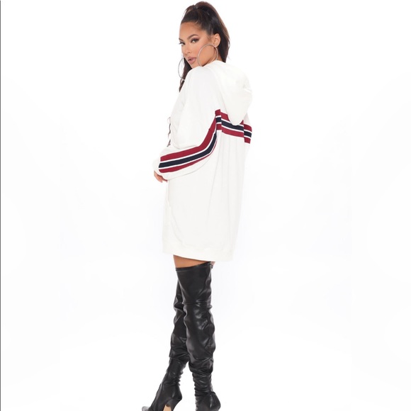 Sweatshirt Dress - White Combo - Picture 2 of 6